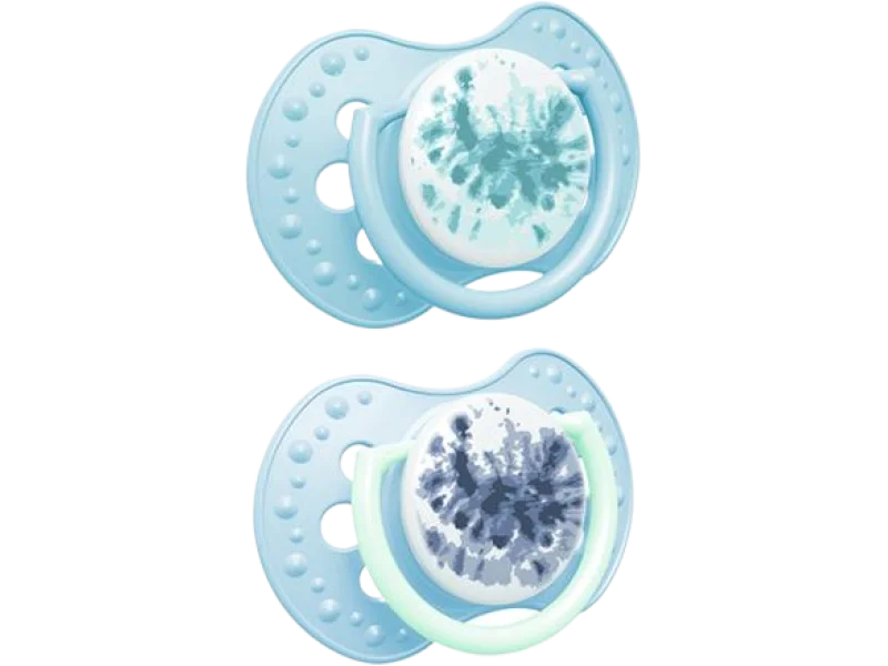 LOVI Smoczek silikonowy dynamiczny Tie Dye niebieski