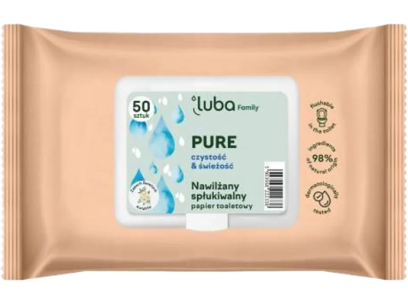 LUBA Family nawilżany papier toaletowy Pure, chusteczki