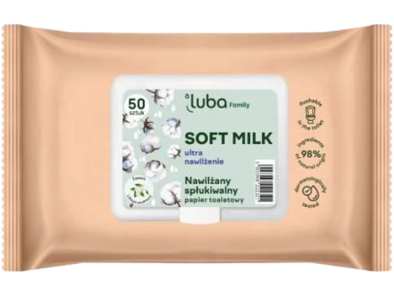 LUBA Family nawilżany papier toaletowy Soft Milk, chusteczki