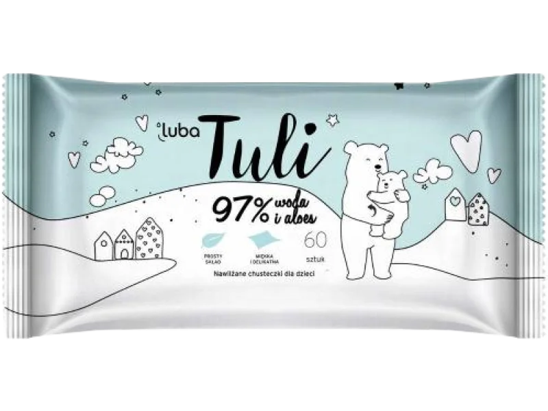 LUBA Tuli Nawilżane chusteczki dla dzieci i niemowląt 97% woda i aloes