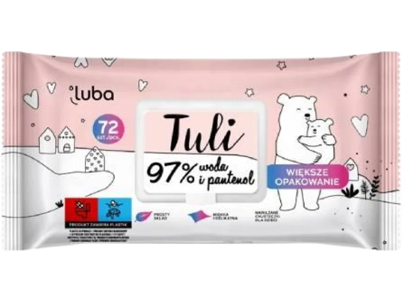 LUBA Tuli Nawilżane chusteczki dla dzieci i niemowląt 97% woda i pantenol