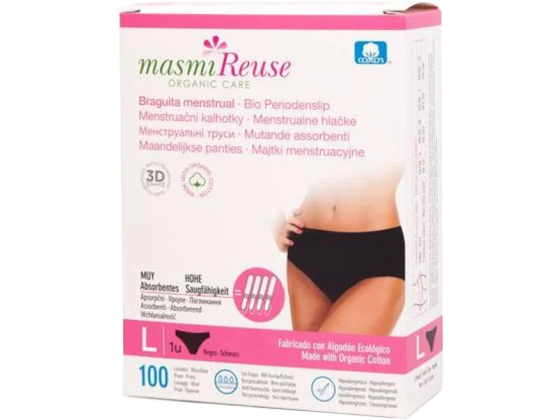 MASMI Majtki menstruacyjne z bawełny organicznej, bielizna
