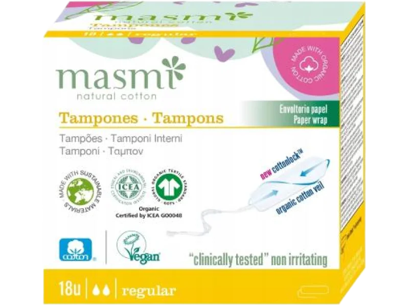 Masmi tampony z bawełny organicznej Regular bez aplikatora