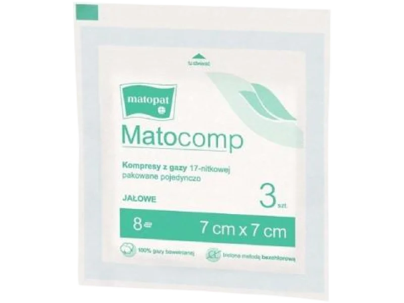 MATOCOMP Kompresy z gazy jałowej 17 nitkowy 8-warstwowy
