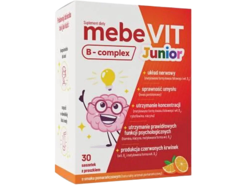 MebeVit Junior B-Complex o smaku pomarańczowym, proszek w saszetkach