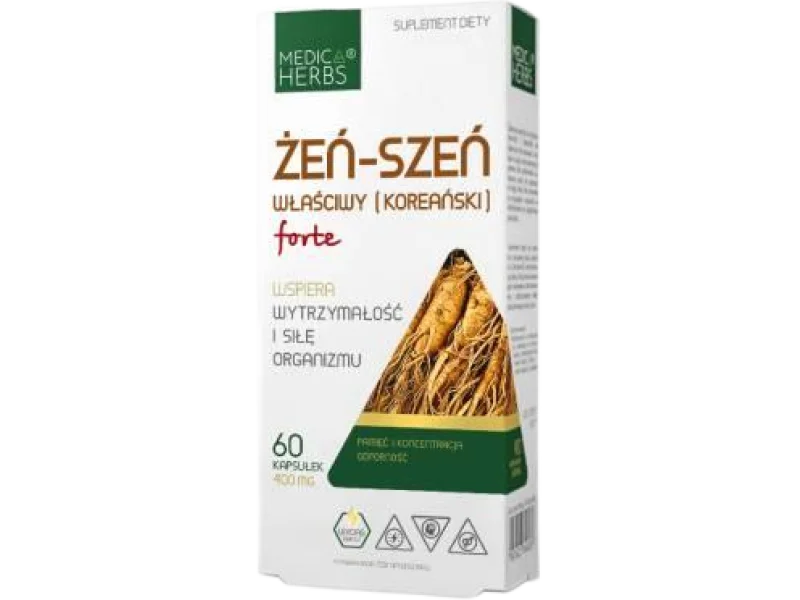 Medica Herbs Żeń-Szeń Właściwy (Koreański) Forte, kapsułki, 200 mg