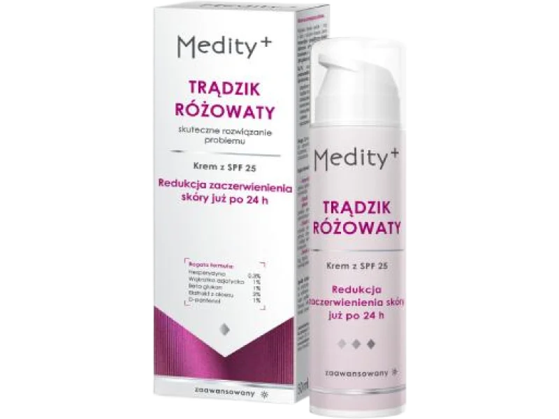 MEDITY+ TRĄDZIK RÓŻOWATY Krem naprawczy na dzień z SPF 25