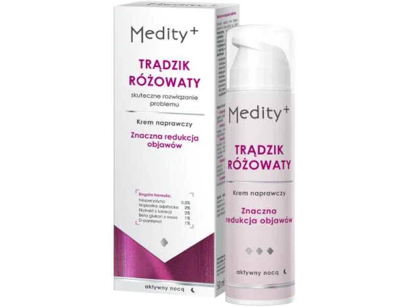 MEDITY+ TRĄDZIK RÓŻOWATY Krem naprawczy na noc