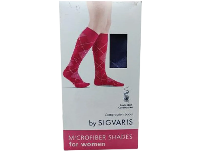 MICROFIBER SHADES Skarpety kompresyjne dla kobiet purple romby, 15-18 mmHg