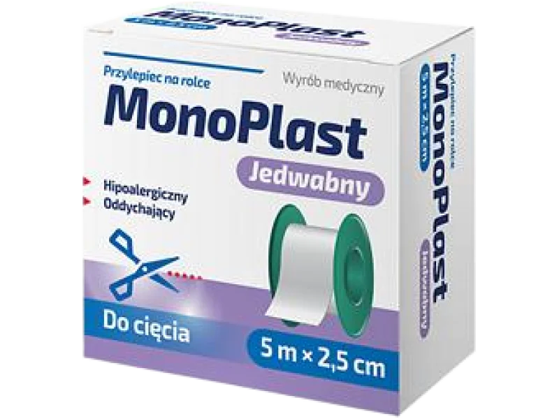 MonoPlast Jedwabny Przylepiec na rolce do cięcia
