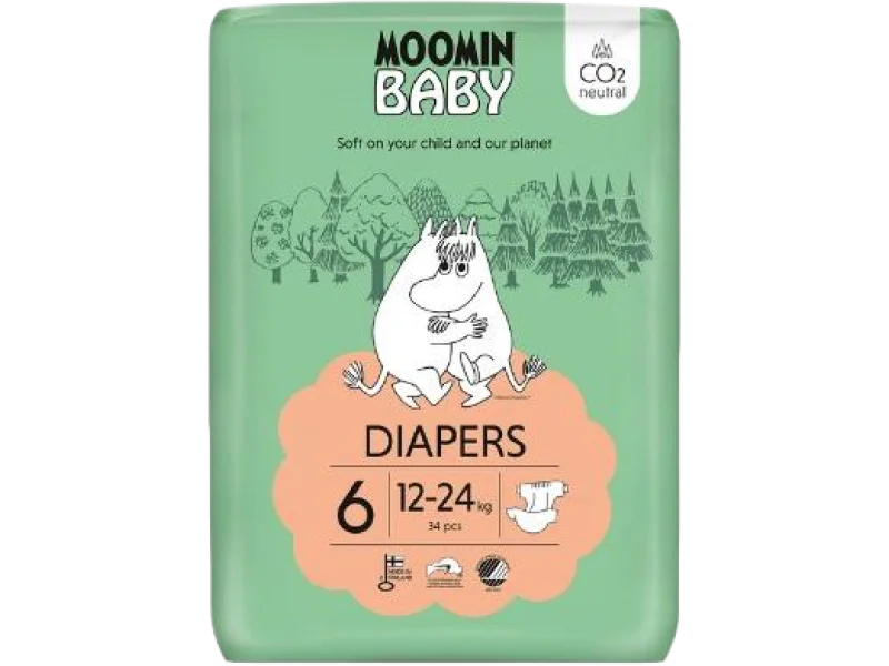 MOOMIN BABY Diapers Pieluszki ekologiczne 6 (12-24kg), pieluchomajtki