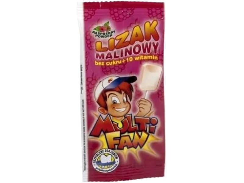 MULTI FAN Lizak malinowy bez cukru + 10 witamin
