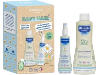 Zdjęcie produktu MUSTELA BABY HAIR Zestaw: Delikatny szampon + Odświeżający spray ułatwiający rozczesywanie, szampon,spray