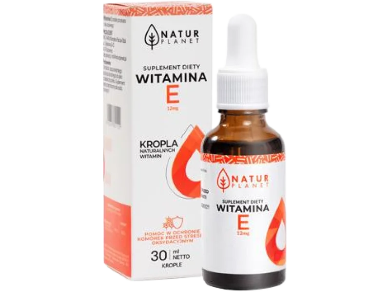 NaturPlanet Witamina E, krople, 12 mg