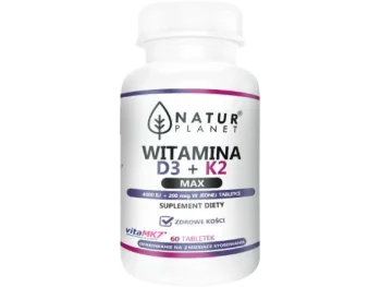 Zdjęcie produktu NaturPlanet Witamina K+D3 Max, tabletki, 200 µg + 100 µg