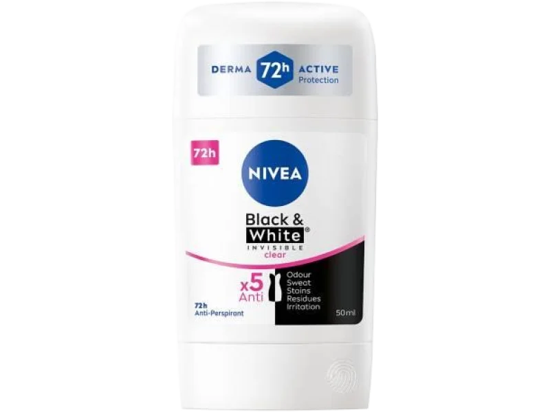 Nivea Black&White Invisible Clear Antyperspirant, sztyft na skórę