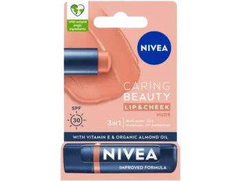 Zdjęcie produktu NIVEA Caring Beauty 3w1 Nude Pomadka pielęgnująca do ust SPF30