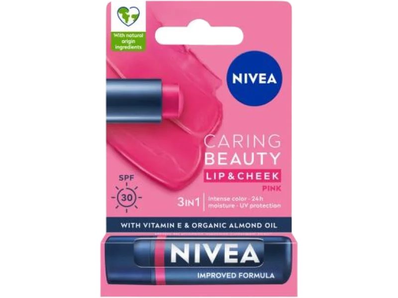 NIVEA Caring Beauty Pomadka pielęgnująca do ust 3w1 Pink