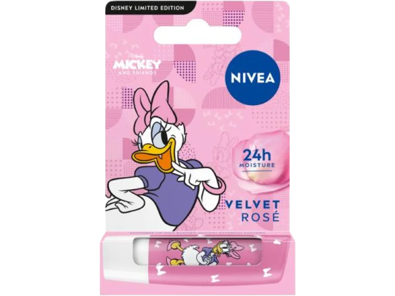 NIVEA Disney Daisy Duck Pielęgnująca pomadka do ust Velvet Rose