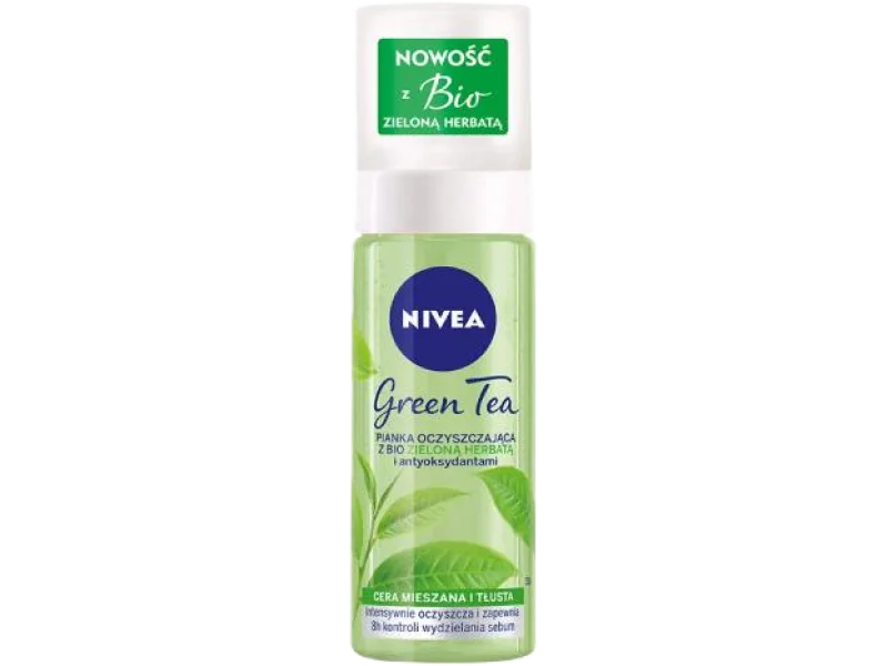 NIVEA Green Tea Pianka oczyszczająca do twarzy z bio zieloną herbatą, pianka do mycia