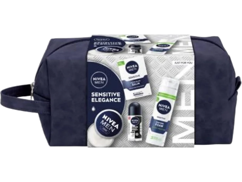 NIVEA MEN Sensitive Zestaw Balsam po goleniu + Łagodząca pianka do golenia + Krem do twarzy i ciała dla mężczyzn + Antyperspirant Roll-On