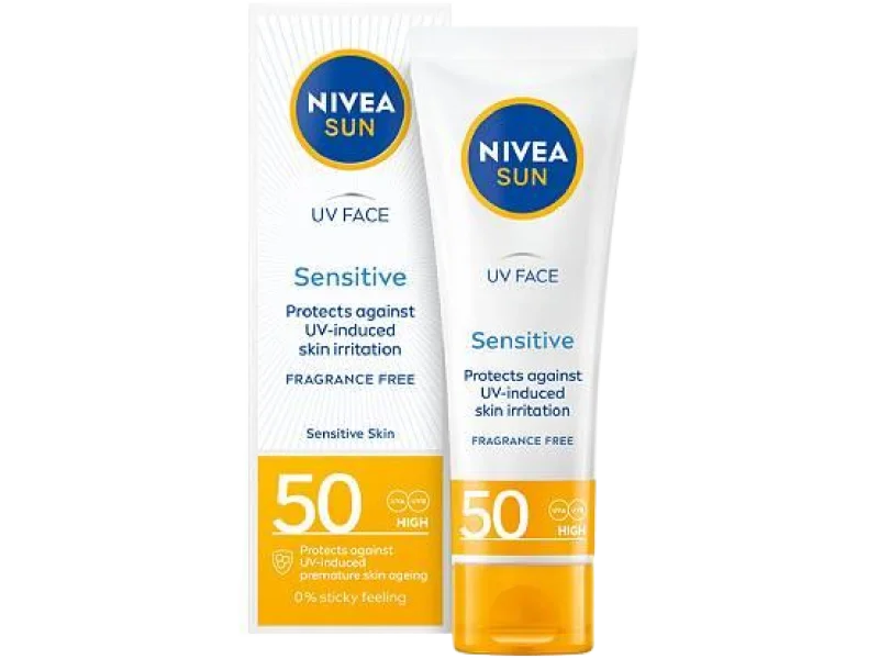 NIVEA SUN Sensitive Krem ochronny do twarzy dla skóry wrażliwej SPF50