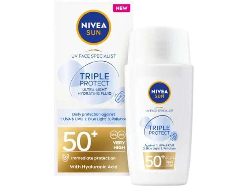 NIVEA SUN UV Triple Protect Sun Cream Fluid SPF50+ nawilżający