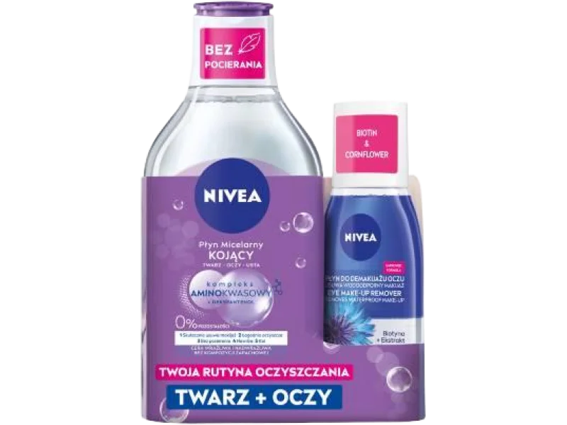 NIVEA Zestaw Duopack Płyn micelarny kojący + Płyn do demakijażu oczu