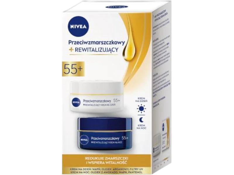 NIVEA Zestaw Przeciwzmarszczkowy i rewitalizujący 55+, krem
