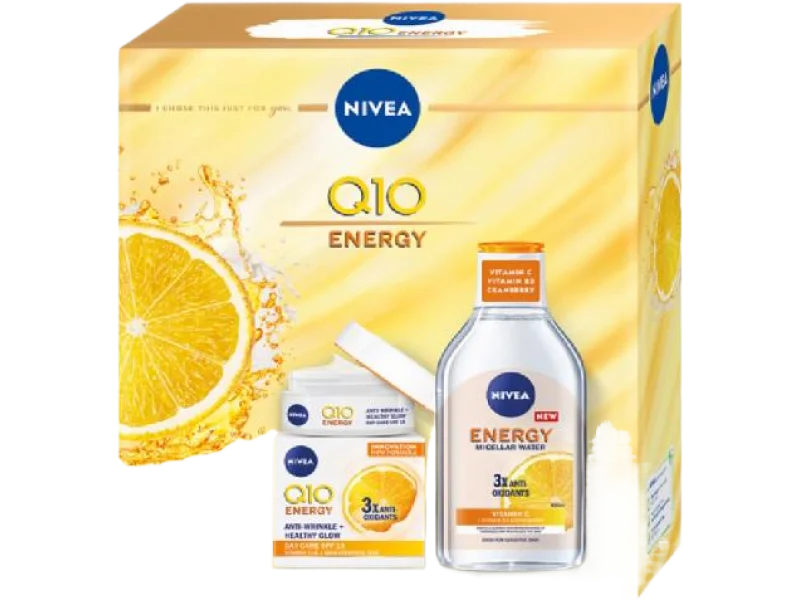 NIVEA Zestaw Q10 Energy Krem Przeciwzmarszczkowy Na Dzień + Płyn Micelarny