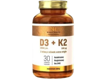 Zdjęcie produktu NOBLE HEALTH Witamina D3+K2 z oliwą z oliwek, kapsułki miękkie