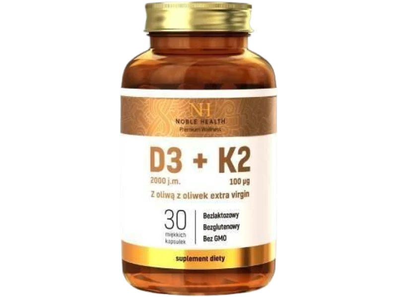 NOBLE HEALTH Witamina D3+K2 z oliwą z oliwek, kapsułki miękkie