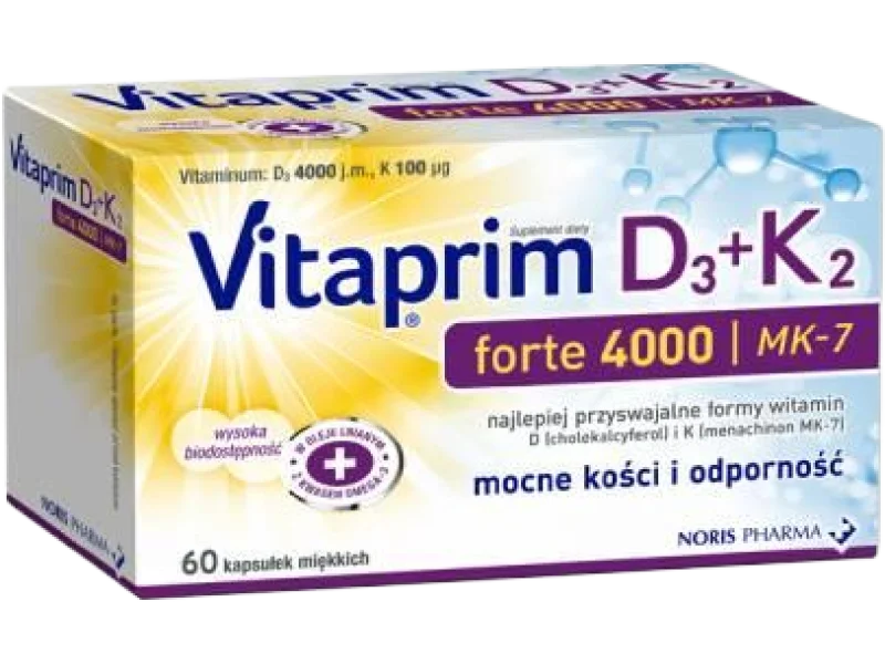 NORIS PHARMA Vitaprim D3 Forte 4000 + K2, kapsułki miękkie