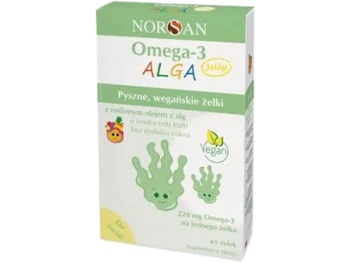 Zdjęcie produktu Norsan Omega-3 Alga Jelly z roślinnym olejem z alg o smaku tutti frutti, żelki, 220 mg