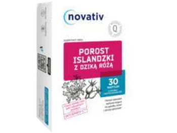 Zdjęcie produktu Novativ Porost Islandzki z dziką różą, pastylki do ssania
