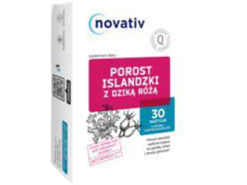 Novativ Porost Islandzki z dziką różą, pastylki do ssania