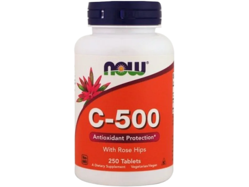 NOW C-500 z dziką różą, tabletki, 500 mg