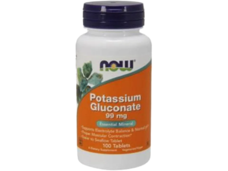 NOW FOODS Glukonian potasu, tabletki, 99 mg