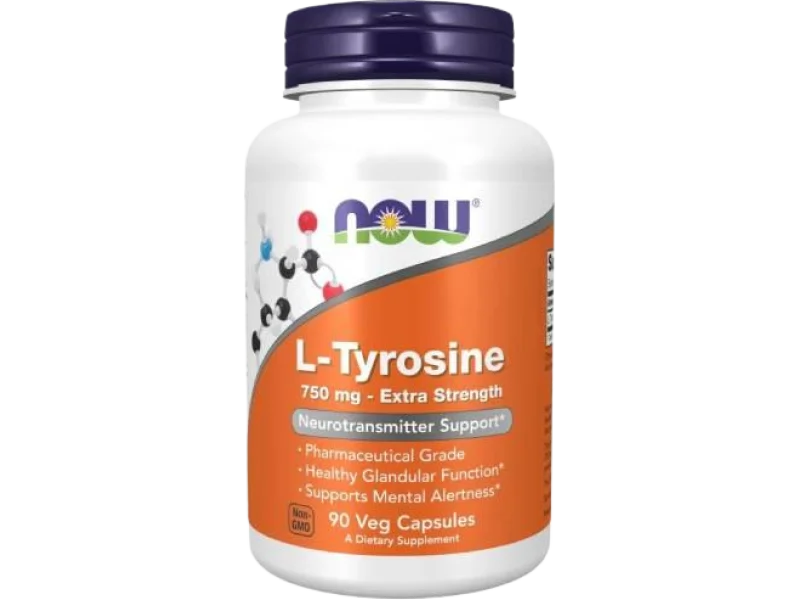 Now Foods L-Tyrozyna Extra Strength, kapsułki, 750 mg
