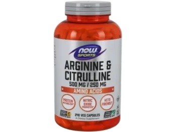 NOW FOODS Sports Arginina i Cytrulina L-Arginine + L-Citrulline, kapsułki