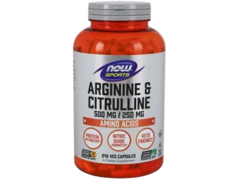 NOW FOODS Sports Arginina i Cytrulina L-Arginine + L-Citrulline, kapsułki
