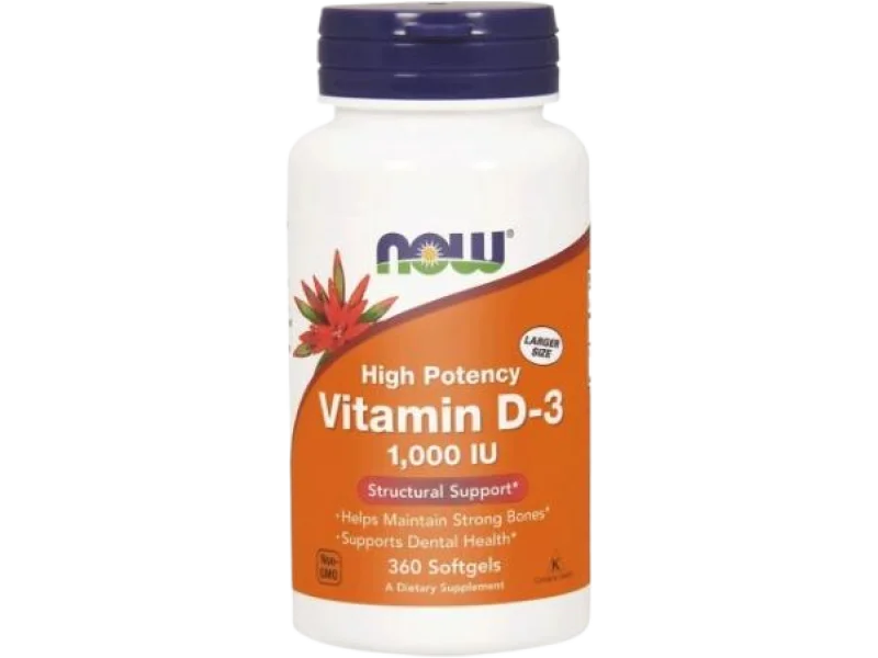NOW FOODS Witamina D-3 1000 IU, kapsułki miękkie, 25 mcg