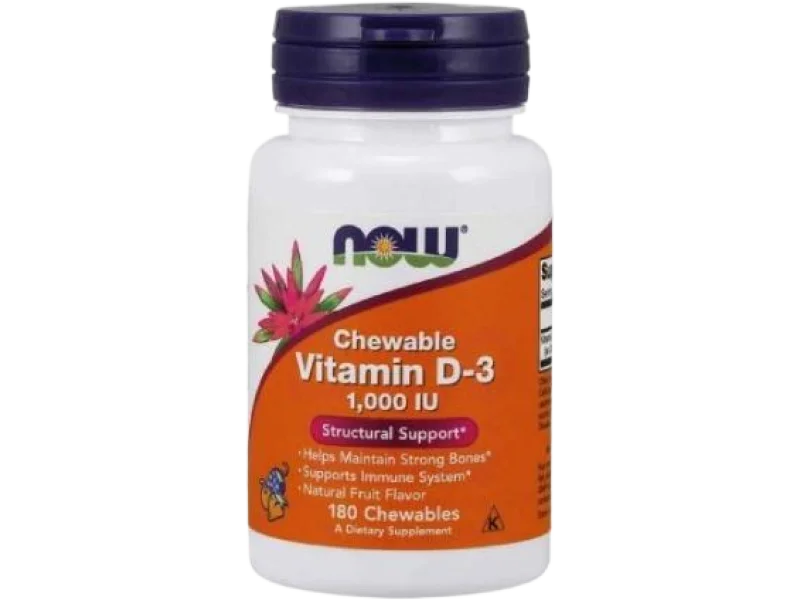 NOW FOODS Witamina D3, tabletki do ssania, 1000 IU