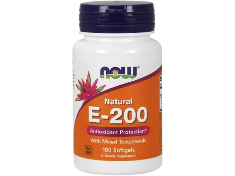 NOW FOODS Witamina E-200 (z mieszanką tokoferoli), kapsułki miękkie, 134 mg