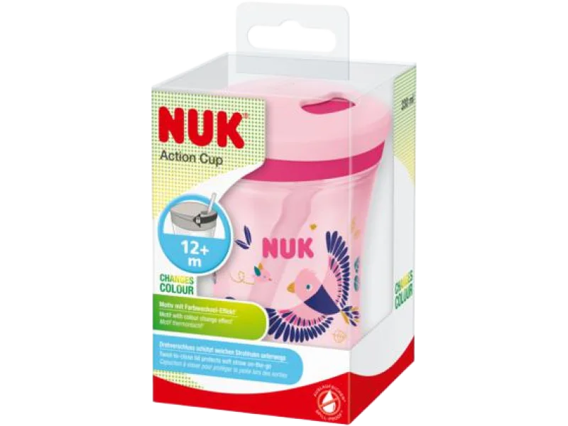 NUK Action Cup Kubek niekapek z silikonowa slomka 12m+, sprzęt medyczny