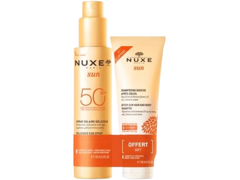 NUXE Sun Zestaw mleczko do opalania twarzy i ciała SPF50 + żel pod prysznic po opalaniu
