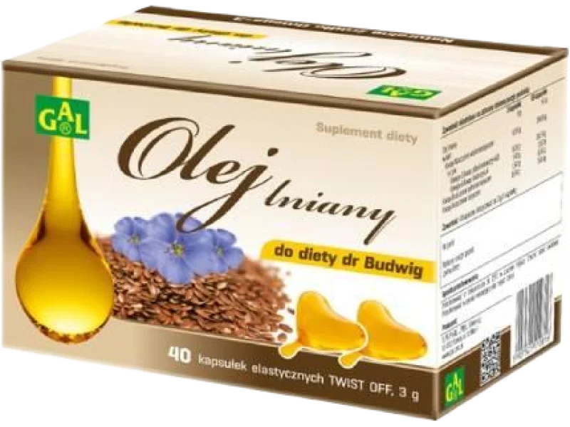 Olej lniany do diety dr Budwig, kapsułki elastyczne