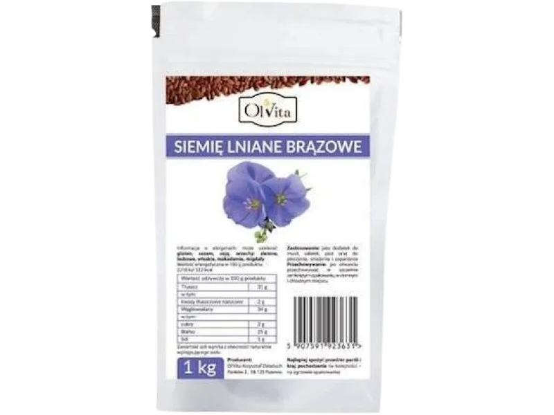 OLVITA Siemię lniane brązowe, proszek