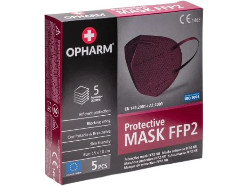 OPHARM Maska Ochronna FFP2 bordowa