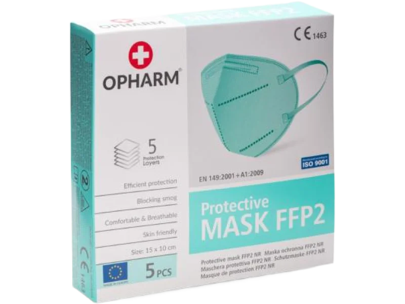 OPHARM Maska Ochronna FFP2 turkusowa, sprzęt medyczny